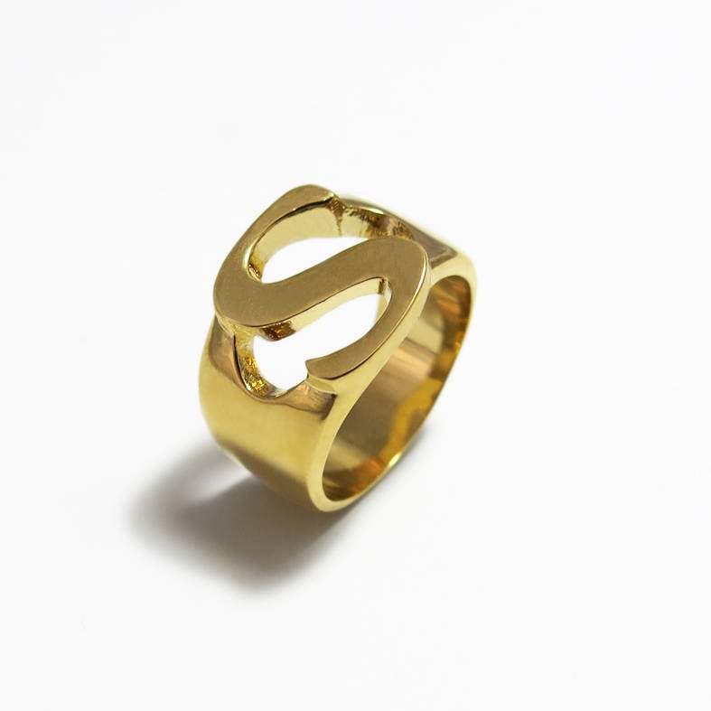 Personalisierte Erste Ring, Brief Siegel Monogramm Gold Initial Männer Siegelring, S Ring von JonJonJewel