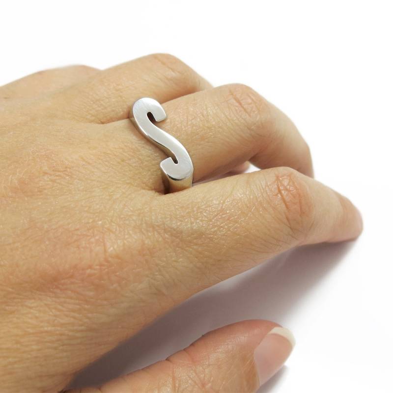 Silber Initial Ring, Brief Erste Benutzerdefinierte Personalisierte Schmuck, Monogramm Alphabet S-Ring von JonJonJewel