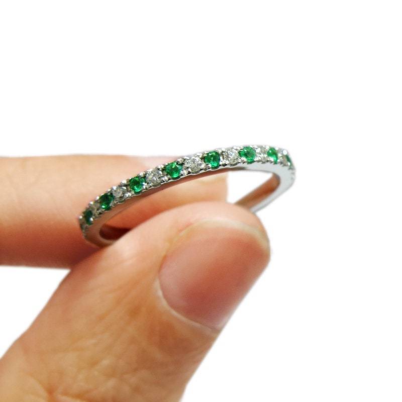 Smaragd Edelstein-Ring, Diamant-Ring, Edelstein-Ehering, Edelstein Verlobungsring, Natürliche Ring, Smaragd-Band, Mai-Ring von JonJonJewel