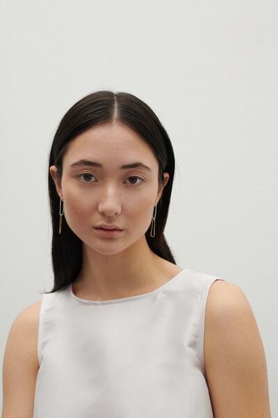 Jonathan Radetz Jewellery Stecker FINEFINE zweifarbig, Gold 585, 14 Karat und 925 Sterling Silver, Länge 50 mm, Handmade in Germany von Jonathan Radetz Jewellery