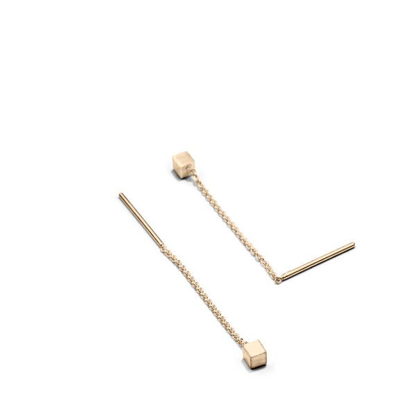 Jonathan Radetz Jewellery Stecker & Ohrringe CUBE, Gold 585, 14 Karat, CUBE 2 oder 3 mm, Länge 4 - 40 mm, Handmade in Germany von Jonathan Radetz Jewellery