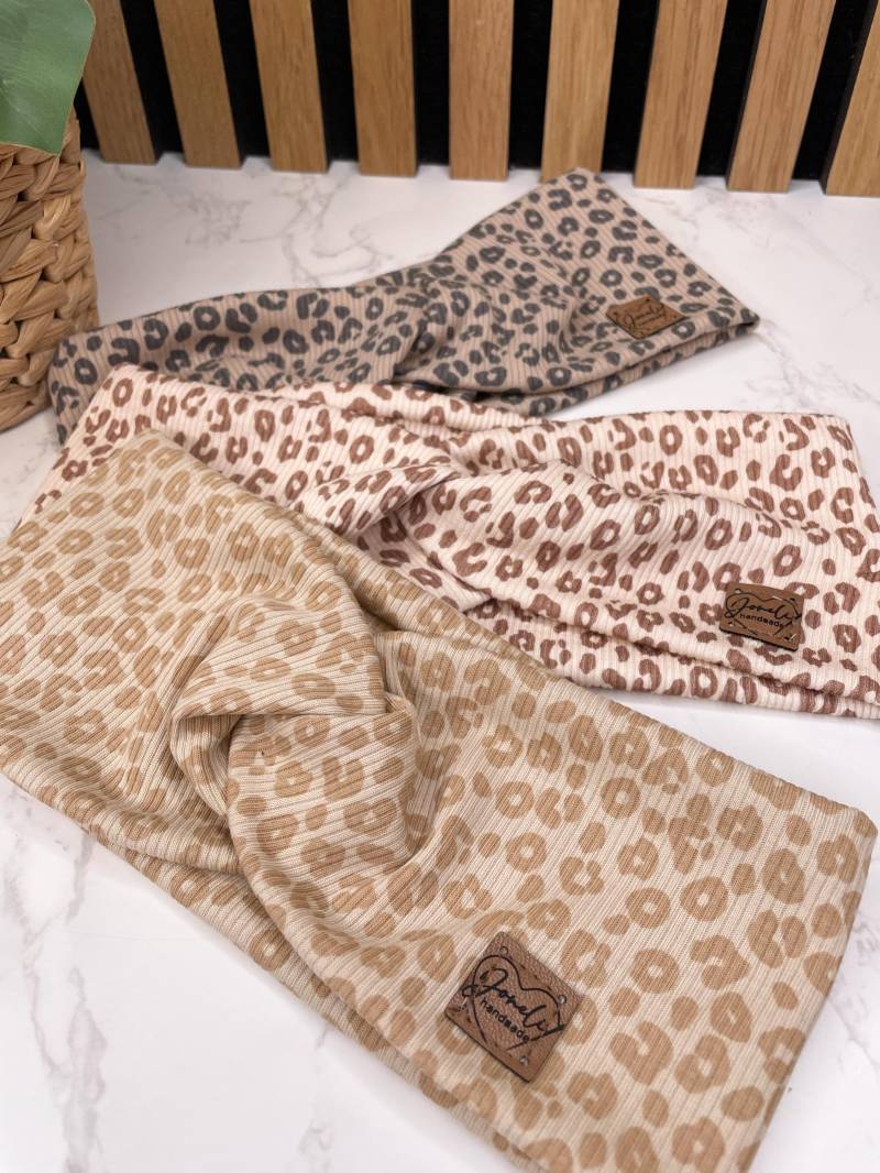 Leo Stirnband Mit Knotendetail Für Kinder Und Frauen in Tollen Farben Aus Rip Jersey von JoneliHandmade