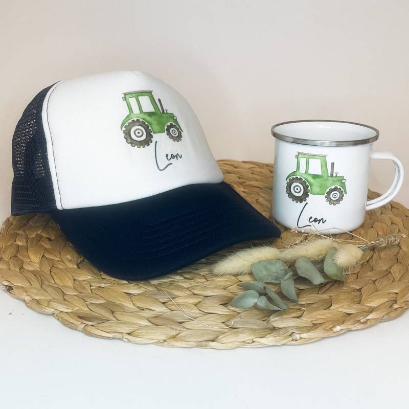 Personalisierte Cap & Tasse/Traktor/Geschenk-Set/ Mütze Snapback Für Kinder Und Teenager/ Verschiedene Farben von JoneliHandmade