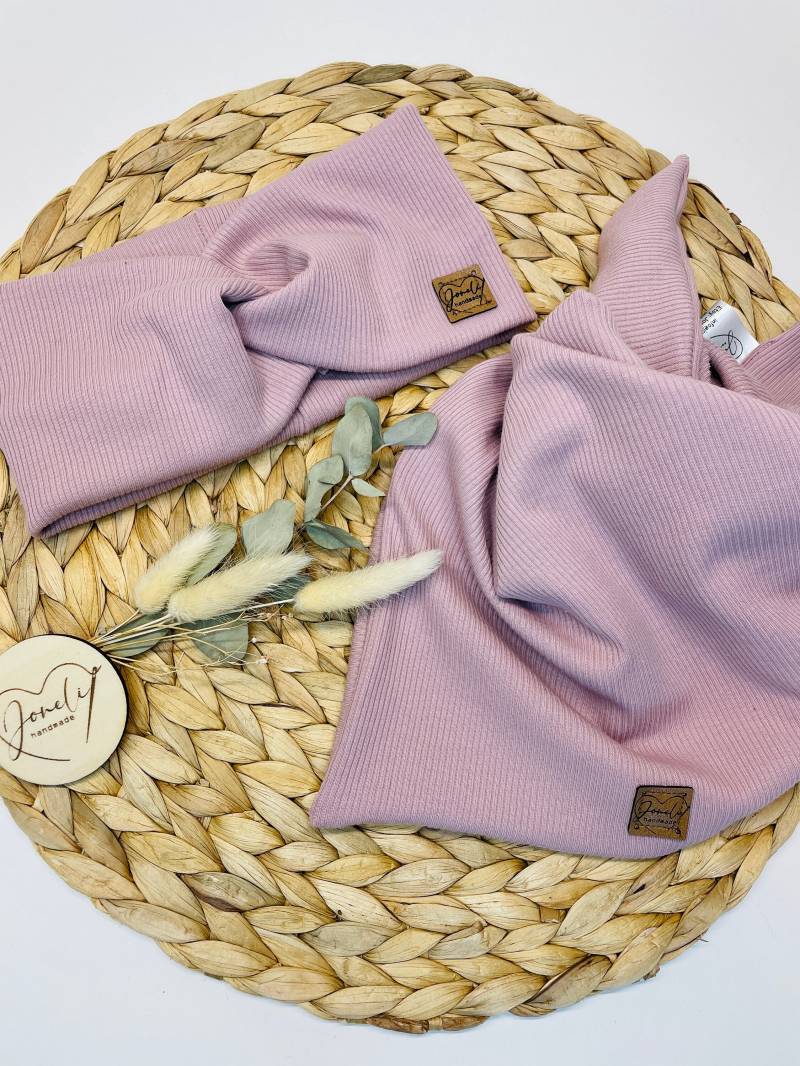 stirnband Mit Knotendetail Passenden Dreieckstuch Für Kinder Und Frauen in Tollen Farben Aus Rip Jersey von JoneliHandmade