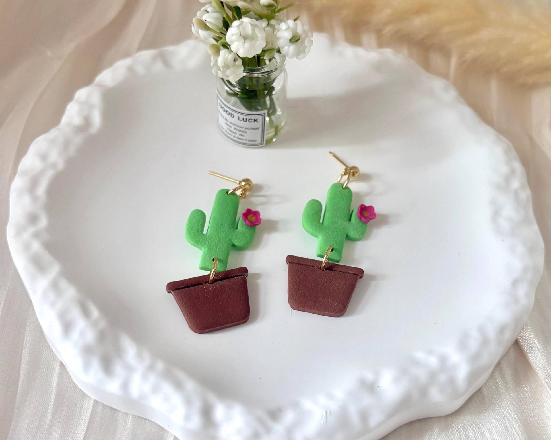 Pflanzen Kaktus Ohrringe | Fimo |statement von Jonellaa
