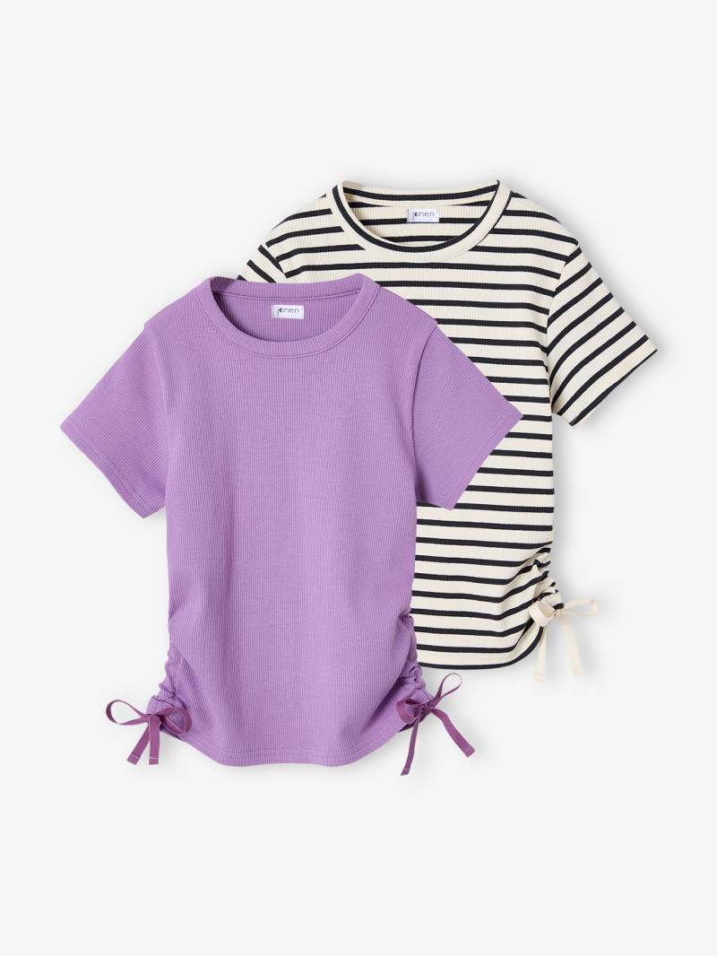 2er-Pack Mädchen T-Shirts mit Tunnelzug an der Seite von Jonen