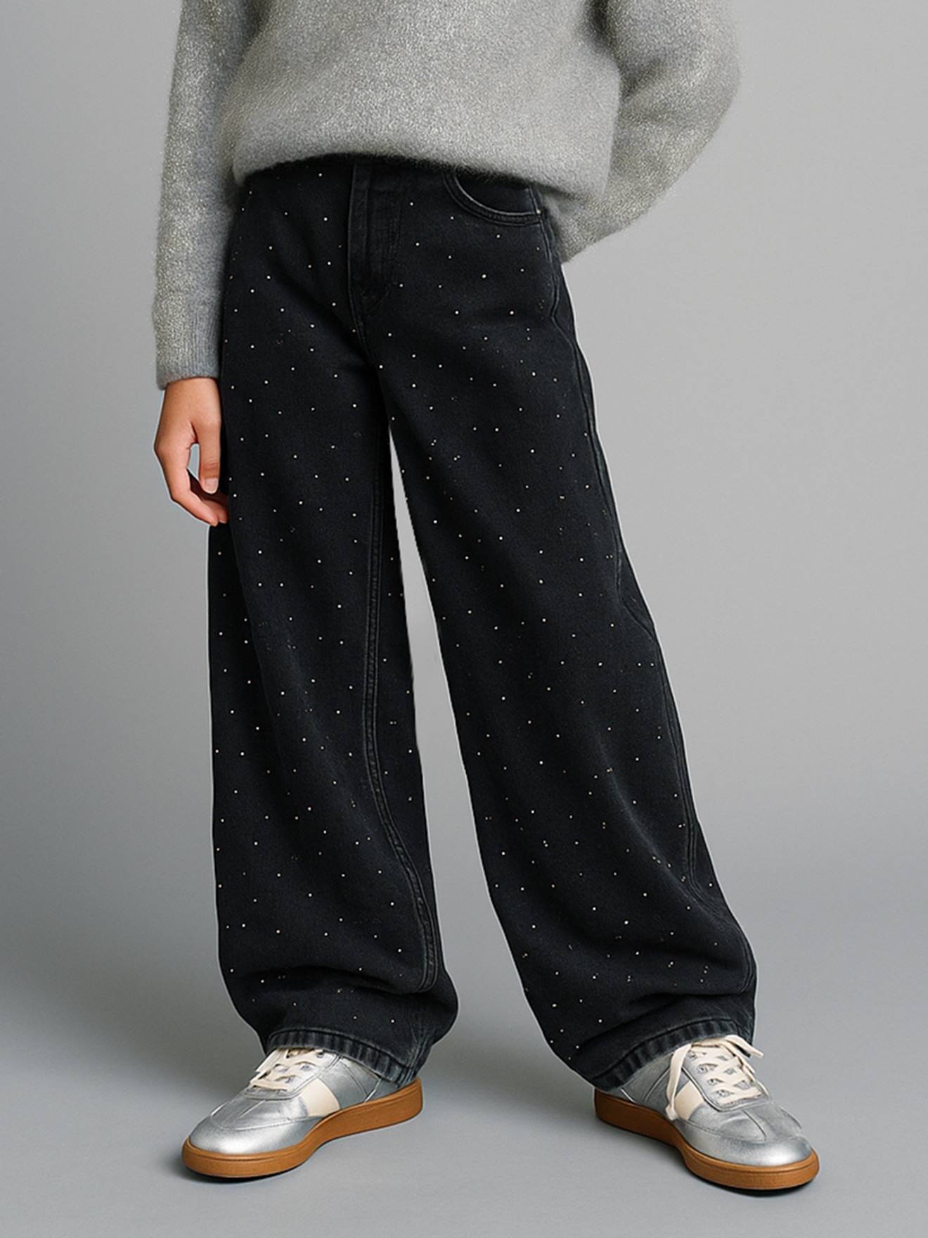 Wide Leg Jeans mit Strasssteinen für Mädchen JONEN von Jonen