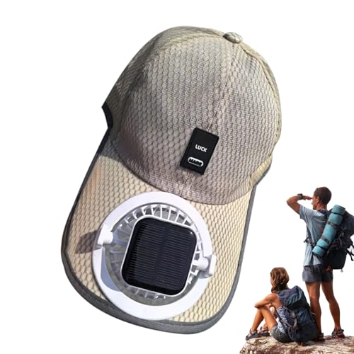 Sommer Solar Fan Sonnenschutzmütze - Mit UV-Schutz & verlängertem Rand | Unisex für Angeln, Outdoor & | Rot Backstein Design, ladbare Lüfterfunktion​ von Jongyumo