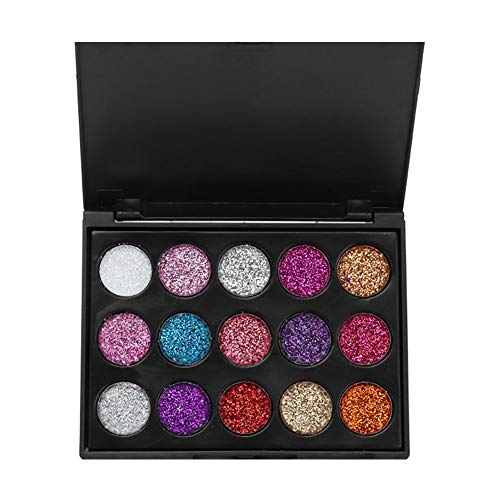 15 Farben Lidschatten-Palette, Wasserfester Glitzer-Lidschatten, Kosmetische Puder-Lidschatten-Palette, Langlebiges Augen-Make-up-Set-Kit von Jonlaki