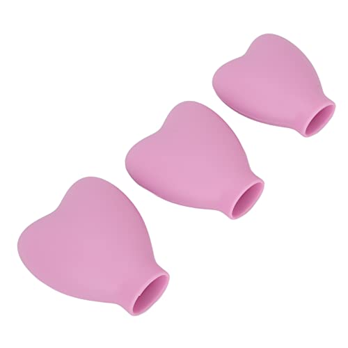 3 Stück Herzförmige Kosmetikpinselkappe, Tragbarer Silikon-Make-up-Pinselschutz für Frauen und Mädchen, Zum Reinigen der Bürstenhaare (Rosa) von Jonlaki