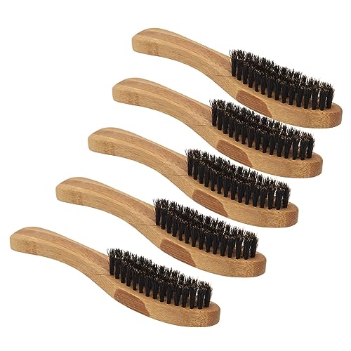 5-teilige Friseur-Bartbürste mit Weichem Haar, Holzgriff, Bart-Styling-Reinigungsbürste für Männer von Jonlaki