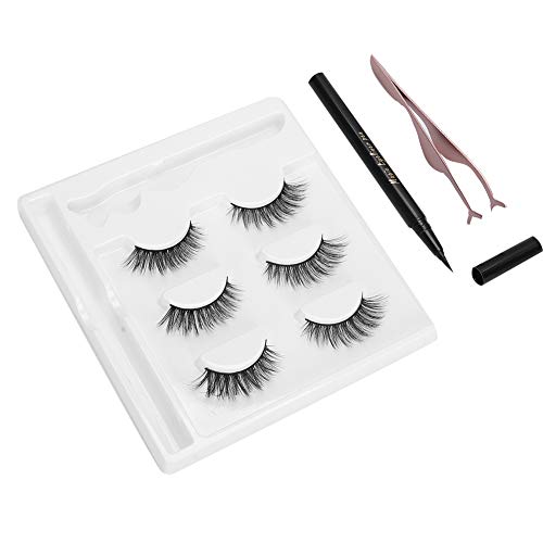 Eyeliner Falsche Wimpern, selbstklebendes wasserflüssiges Eyeliner-Set Schweißfestes Wimpern-Transplantat-Verlängerungskit Wimpern Pinzette Make-up-Tool(E25) von Jonlaki