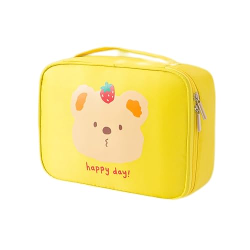 Jonlaki Kosmetische Aufbewahrungstasche Reise Tragbares Cartoon -Design -Make -up -Koffer für Frauen (Zitronengelb) von Jonlaki