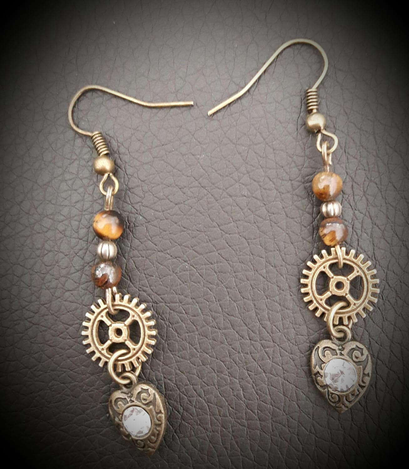 steampunk-stil Bronze Tiger Eye Ohrringe steampunk-stil Bronze Tiger Eye Ohrringe von JonnasMagicalRealms