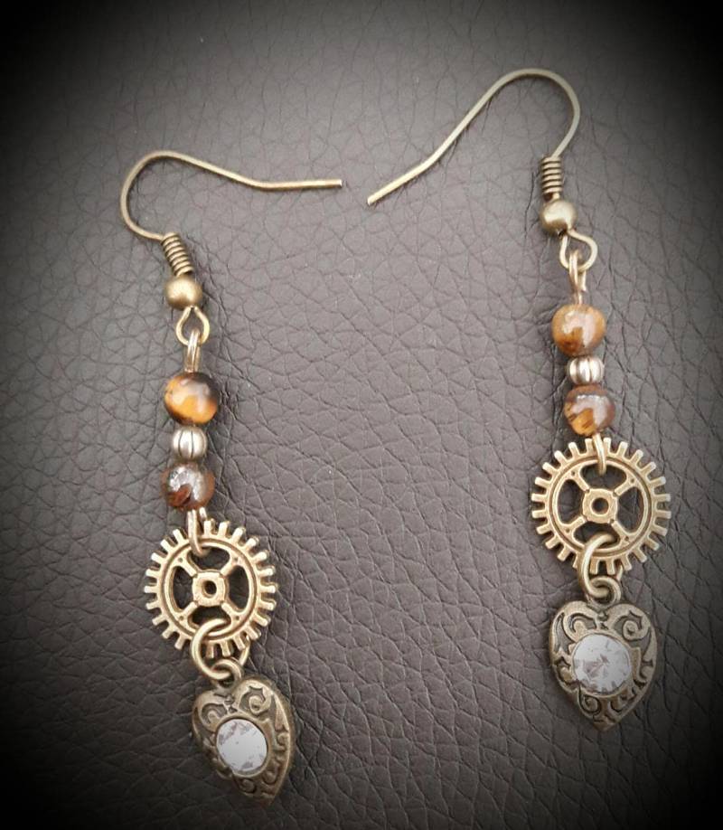 steampunk-stil Bronze Tiger Eye Ohrringe steampunk-stil Bronze Tiger Eye Ohrringe von JonnasMagicalRealms