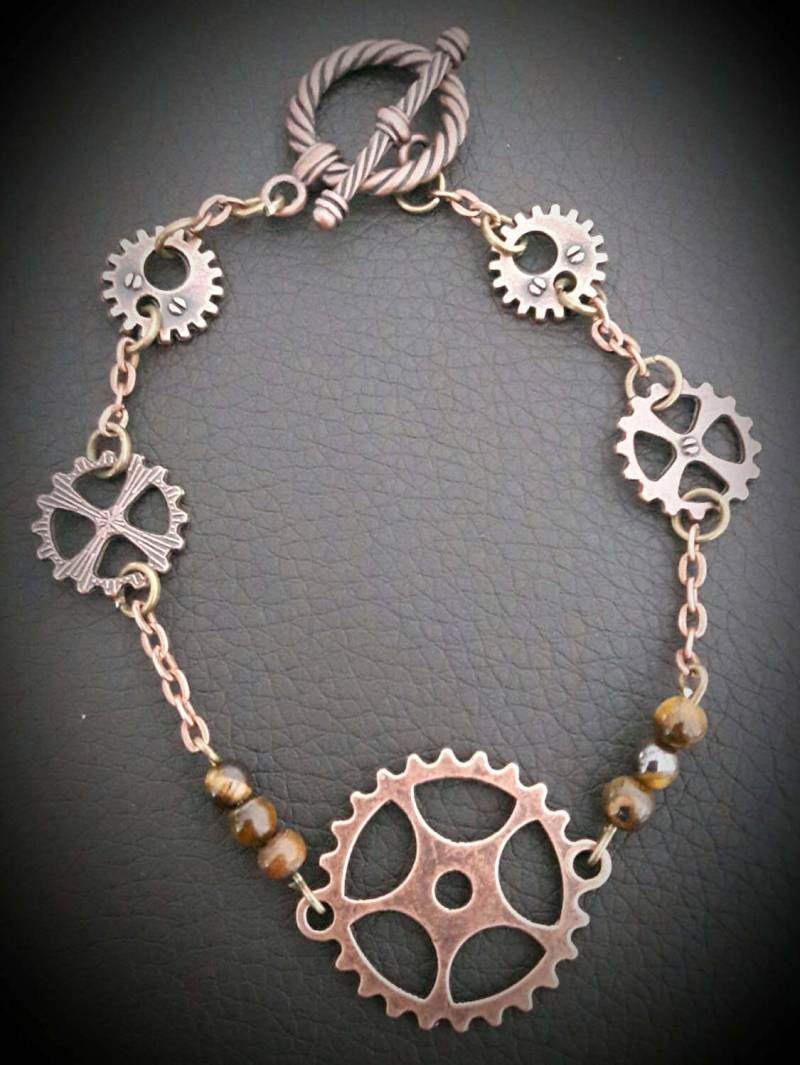 steampunk-stil Kupfer Und Tiger Eye Armband von JonnasMagicalRealms