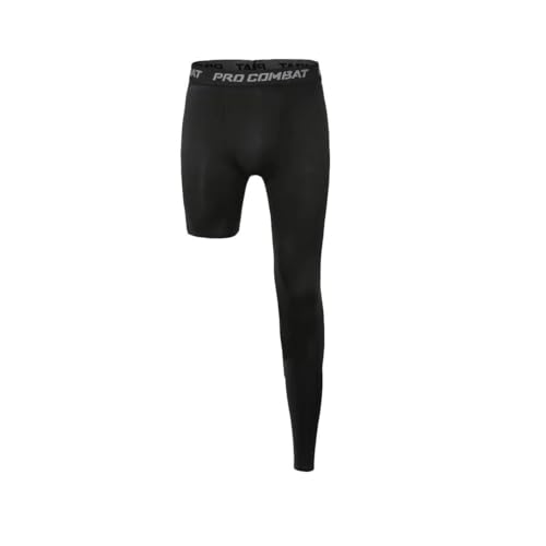 Jonscart Einbein-Kompressionsstrümpfe, lange Hose, Basketball-Sportunterwäsche, Basisschicht, eng anliegend (rechts-lang, klein), Schwarz, Talla única von Jonscart