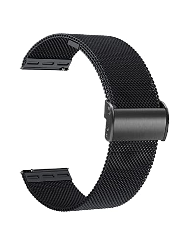 Edelstahl Uhrenarmband Mesh 16mm/18mm/20mm/22mm,Ersatz Metall Armband Edelstahlarmband mit Magnetverschluss Smartwatch Schnellverschluss Watch Uhren Ersatzband für Damen Herren (16mm, Schwarz) von Jonurphy