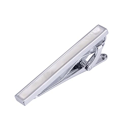 Jonwo 4.5cm Perlmutt Krawattenklammern für Herren In Geschenkbox Herren Krawattennadeln Silber/Gold Tie Clip Krawatte Geschäft Jubiläum Geschenk Hochzeit (Silber Krawattenklammern) von Jonwo