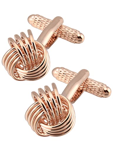 Jonwo Aushöhlen Knoten Manschettenknöpfe Herren In Geschenkbox Klassisch Männer Manschettenknöpfe Cufflinks Hochzeit Hemd Manschetten Tanzparty Ferien Jubiläum Kleid (Roségold Manschettenknöpfe) von Jonwo
