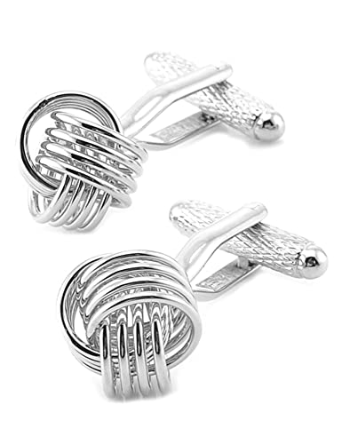 Jonwo Aushöhlen Knoten Manschettenknöpfe Herren In Geschenkbox Klassisch Männer Manschettenknöpfe Cufflinks Hochzeit Hemd Manschetten Tanzparty Ferien Jubiläum Kleid (Silber Manschettenknöpfe) von Jonwo