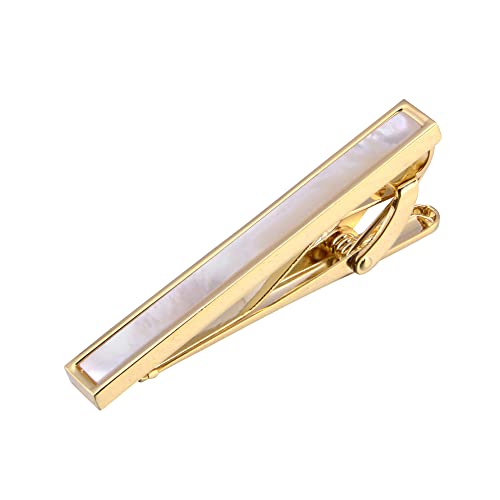 Jonwo Perlmutt 4.5cm Krawattennadeln und Manschettenknöpfe für Herren Silber Gold Cufflinks Tie Clip Hochzeit Hemd Party Geburtstag Jubiläum Kleid (Vergoldet Krawattenklammern) von Jonwo