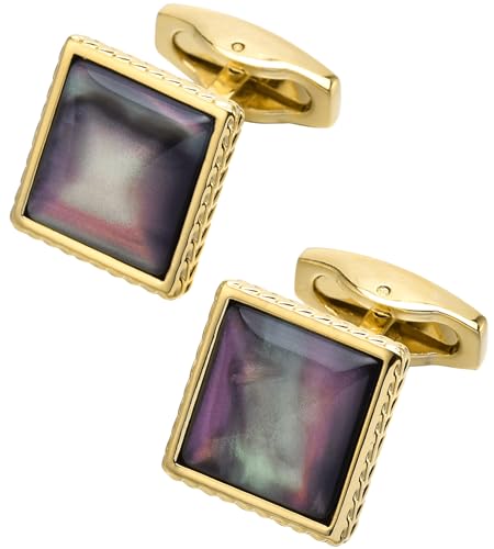 Jonwo Quadrat Galaxis Kristall Manschettenknöpfe für Herren In Geschenkbox Männer Manschettenknöpfe Men Cufflinks Hochzeit Hemd Party Geburtstag Jubiläum Kleid (Golden) von Jonwo