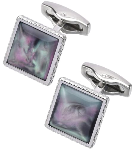 Jonwo Quadrat Galaxis Kristall Manschettenknöpfe für Herren In Geschenkbox Männer Manschettenknöpfe Men Cufflinks Hochzeit Hemd Party Geburtstag Jubiläum Kleid (Silber) von Jonwo