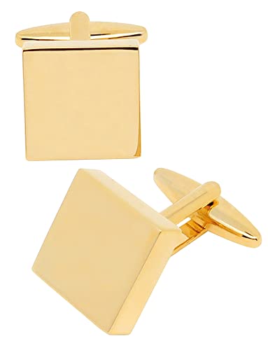 Jonwo Quadrat Glänzend Gold Silber Schwarz Manschettenknöpfe für Herren In Geschenkbox Männer Manschettenknopf Men Cufflinks Hochzeit Hemd Party Geburtstag Jubiläum Kleid (14K Vergoldet) von Jonwo