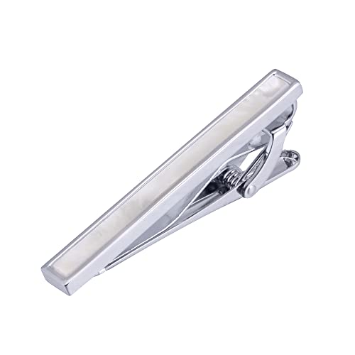Jonwo Quadrat Perlmutt Krawattennadeln Manschettenknöpfe für Herren Silber Gold Manschettenknöpfe Cufflinks Tie Clip Hochzeit Hemd Party Geburtstag Jubiläum Kleid (Silber Krawattennadeln) von Jonwo