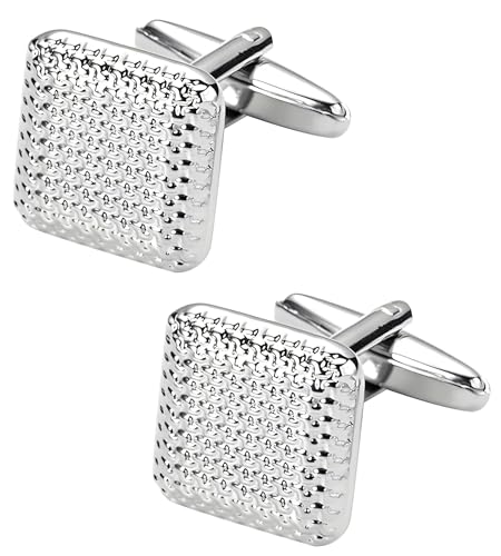 Jonwo Quadratische Metall Herren Manschettenknöpfe Silber/Vergoldet/Schwarz und Roségold Vergoldet Men Cufflinks Hochzeit Hemd Party Geburtstag Jubiläum Kleid (Silber) von Jonwo