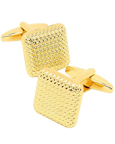 Jonwo Quadratische Metall Herren Manschettenknöpfe Silber/Vergoldet/Schwarz und Roségold Vergoldet Men Cufflinks Hochzeit Hemd Party Geburtstag Jubiläum Kleid (Vergoldete) von Jonwo