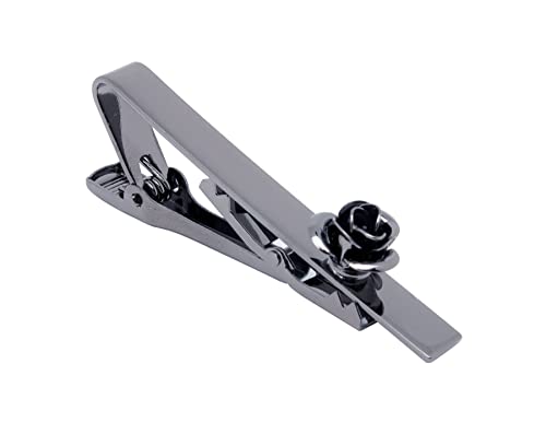 Jonwo Rose Blume 5.7cm Krawattenklammern für Herren In Geschenkbox Herren Krawattennadel Tie Clip Krawatte Geschäft Jubiläum Geschenk Hochzeit (Schwarz) von Jonwo