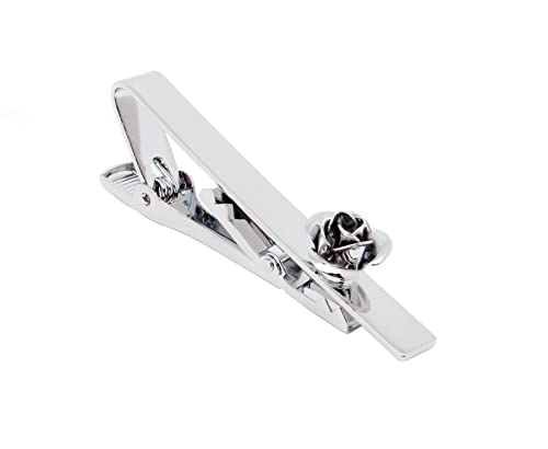 Jonwo Rose Blume 5.7cm Krawattenklammern für Herren In Geschenkbox Herren Krawattennadel Tie Clip Krawatte Geschäft Jubiläum Geschenk Hochzeit (Silber) von Jonwo