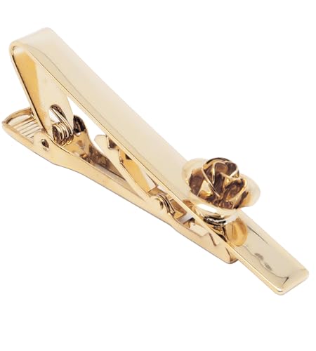 Jonwo Rose Blume 5.7cm Krawattenklammern für Herren In Geschenkbox Herren Krawattennadel Tie Clip Krawatte Geschäft Jubiläum Geschenk Hochzeit (Vergoldet) von Jonwo