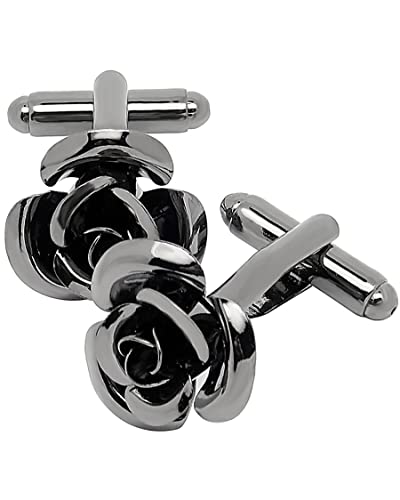 Jonwo Rose Blume Manschettenknöpfe Herren Damen In Geschenkbox Men Cufflinks Manschettenknöpfe Hochzeit Hemd Manschetten Tanzparty Ferien Jubiläum Kleid (Schwarz Manschettenknöpfe) von Jonwo