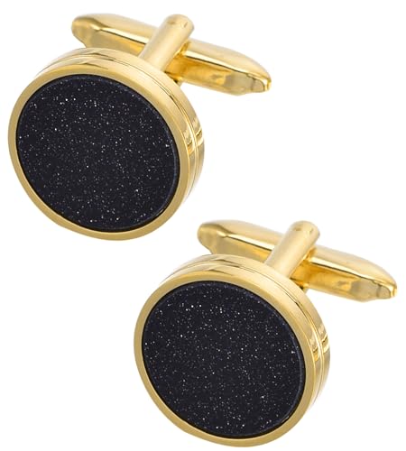 Jonwo Runde Funkelnd Edelstein Manschettenknöpfe für Herren In Geschenkbox Gold Silber Manschettenknöpfe Men Cufflinks Hochzeit Hemd Party Geburtstag Jubiläum Kleid (Vergoldet Manschettenknöpfe) von Jonwo