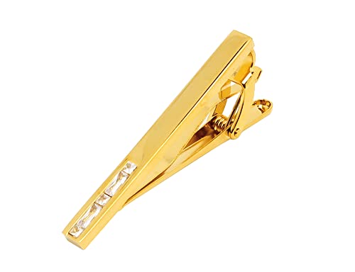 Jonwo Silber/Vergoldet Krawattennadeln aus Kristall für Herren In Geschenkbox 5cm Herren Krawattenklammern Tie Clip Krawatte Geschäft Jubiläum Geschenk Hochzeit (Vergoldet Transparent Kristall) von Jonwo