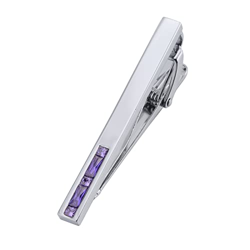 Jonwo Silber/Vergoldet Krawattennadeln aus Kristall für Herren In Geschenkbox 5cm Herren Krawattenklammern Tie Clip Krawatte Geschäft Jubiläum Geschenk Hochzeit (Silber Violett Kristall) von Jonwo