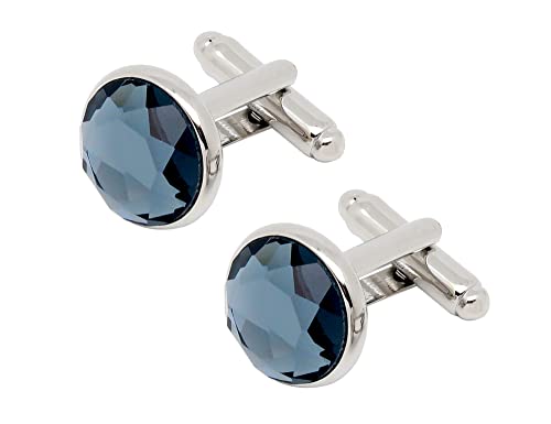 Jonwo Silber Polyeder Kristall Herren Manschettenknöpfe In Geschenkbox Männer Manschettenknöpfe Blau Cufflinks Hochzeit Hemd Party Geburtstag Jubiläum Kleid (Grauer Kristall) von Jonwo