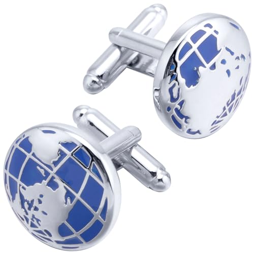 Jonwo Weltkarte Runden Manschettenknöpfe Herren In Geschenkbox Hochzeit Men Cufflinks Manschettenknöpfe Hemd Französischen Tanzparty Ferien Jubiläum Kleid von Jonwo