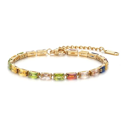 Joo&Rind Armband Damen Gold Tennisarmband 18K Vergoldet Armbänder mit Cubic Zirkonia Edelstahl Armband Schmuck Geschenk für Frauen von Joo&Rind