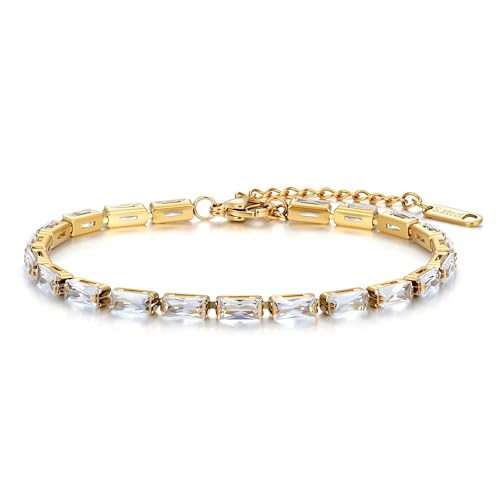 Joo&Rind Armband Damen Gold Tennisarmband 18K Vergoldet Armbänder mit Cubic Zirkonia Edelstahl Armband Schmuck Geschenk für Frauen von Joo&Rind