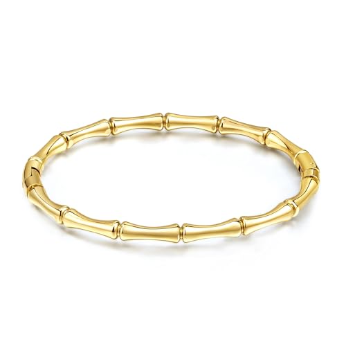 Joo&Rind Armreif Gold Armband Damen, Bambusknoten Armbänder Damen 18k Vergoldet Edelstahl Armband Damen Wickelarmband Damen, Geschenke für Frauen (Bambus) von Joo&Rind