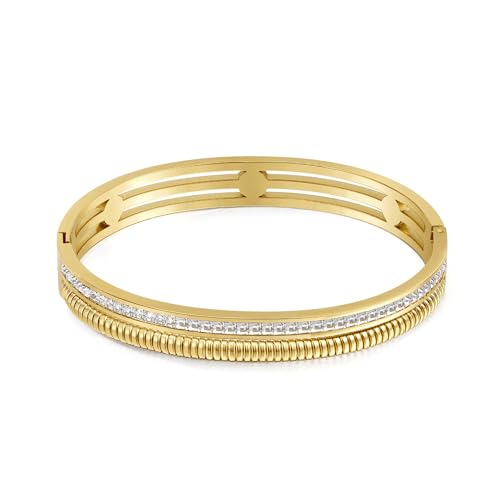 Joo&Rind Armreif Gold Armband Damen, Bambusknoten Armbänder 18k Vergoldet Edelstahl Wickelarmband, Geschenke für Frauen (Tennis) von Joo&Rind