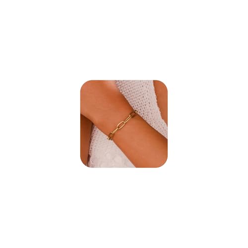Joo&Rind Armband Damen Gold Gliederarmband Edelstahl 18K Vergoldet Armbänder Goldene Wasserfest Schmuck Geschenk für Frauen von Joo&Rind