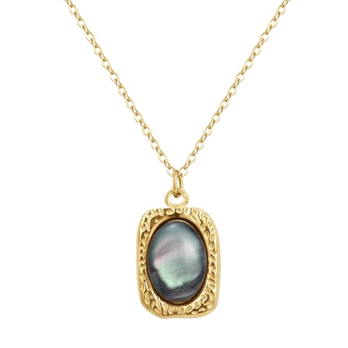 Joo&Rind Halsketten Damen mit Anhänger, 18K Goldkette Damen, Choker Kette Damen mit Zirkonia, Opal, Malachitgrün, Schmuck Geschenke für Frauen von Joo&Rind