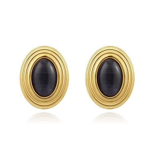 Joo&Rind Ohrstecker Gold Ohrringe Damen, Edelstein Statement Ohrringe Gold, 18k Vergoldet Hypoallergen Edelstahl Ohrringe Damen, Zirkonia Schmuck für Damen, Geschenke für Frauen von Joo&Rind