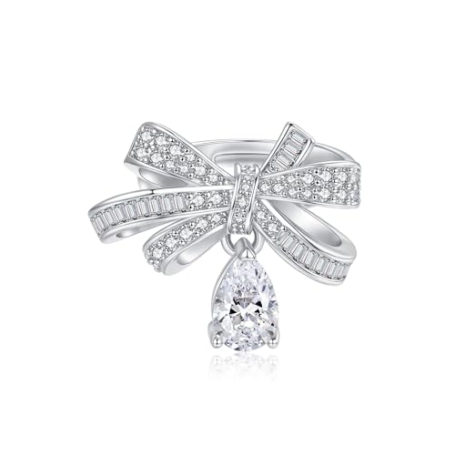 Joo&Rind Ringe Silber Damen Verlobungsring aus Zirkonia Verstellbar Ring Wasserfest Glücksbringer Schmuck Geschenk für Frauen von Joo&Rind