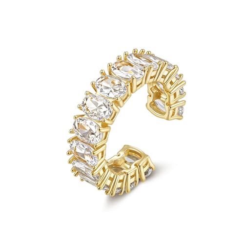 Joo&Rind Ring Gold Damen Zirkonia Ring Verstellbar 14K Vergoldet Wasserfest Glücksbringer Schmuck Geschenk für Frauen von Joo&Rind
